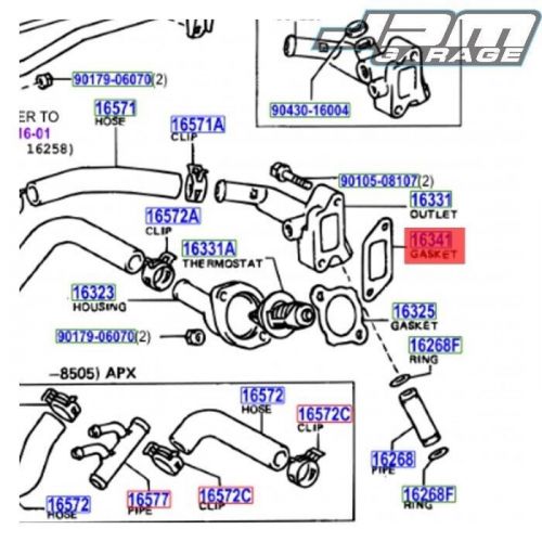 Genuine toyota water outlet gasket for corolla ae82 4age