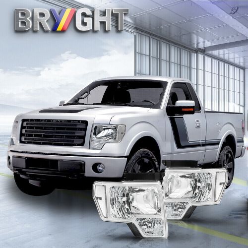 For 2009-2014 ford f150 chrome housing clear corner headlights lamps w/bulbs