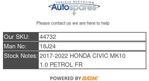 Honda civic mk10 1.0 petrol front flexi exhaust pipe assembly a 18j24