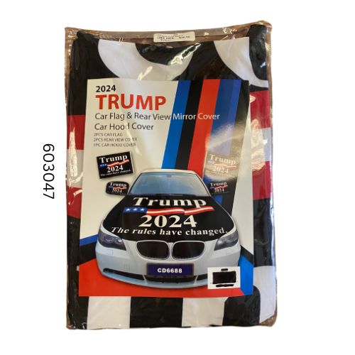 5pc trump 2024 rules have changed car hood cover w/ mirror covers and two flags