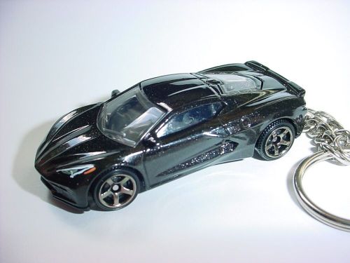 Hot 3d midnight black chevrolet corvette c8 custom keychain keyring gm matchbox