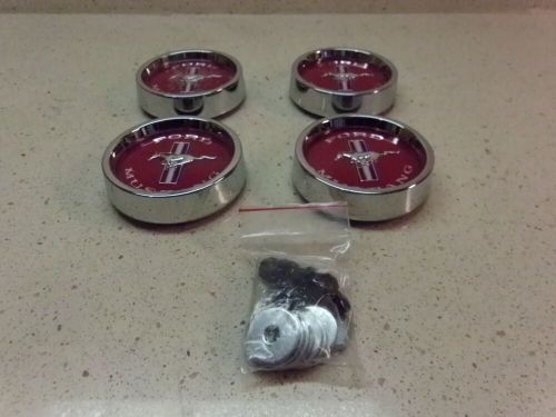 1965-1968 mustang styled steel wheels red center cap set