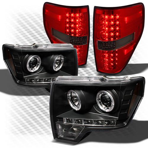 09-13 f150 black projector headlights + r/s philips-led perform tail lights set