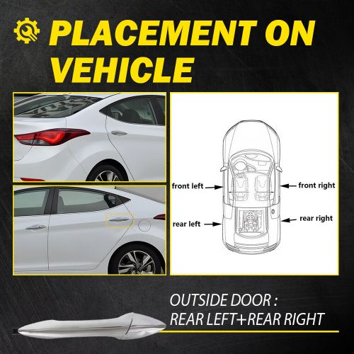 2pcs rear driver &amp; passenger exterior door handle for 2011-16 hyundai elantra k