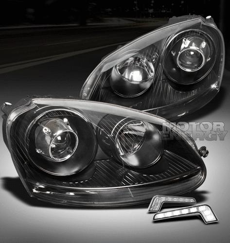 2006 2007 2008 2009 vw jetta rabbit gti mk5 black projector head light w/drl led