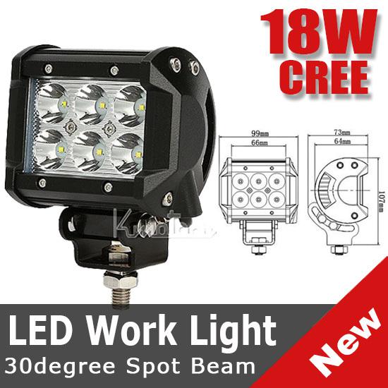 18w 4" work 6 cree leds light offroad spot 12v 24v atv suv jeep mine lamp 1800lm