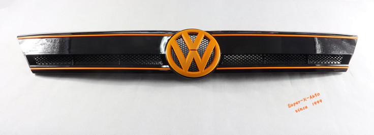 Black front upper center hood grille orange logo for vw volkswagen jetta mk6