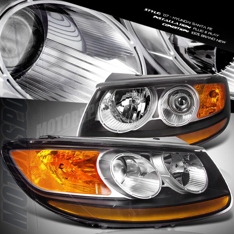 Driver passenger side headlights lamp for 2007 hyundai santa fe limited gls pair