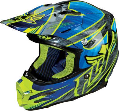 Fly-racing f2 carbon acetylene  motocross/offroad helmet,blue/hi viz,small/sm