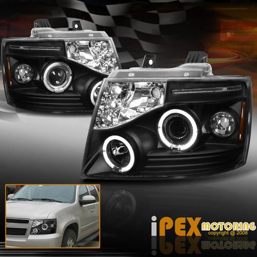 New 2007-2012 chevy suburban tahoe avalanche led halo projector headlights black