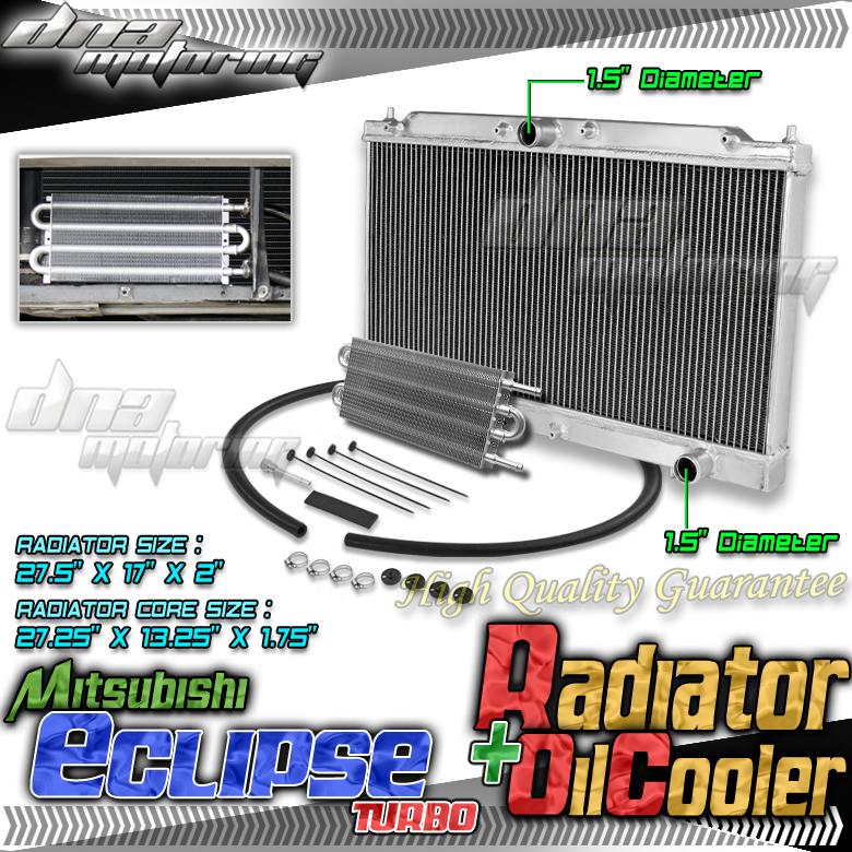 95-99 mit eclipse/talon 2-row full aluminum radiator+transmission oil cooler at