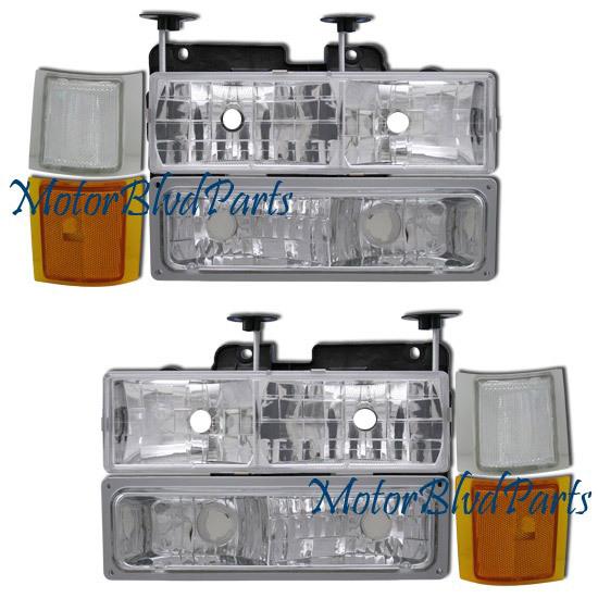 94-98 chevy c/k suv truck headlights headlamps+corners+bumper 10pc