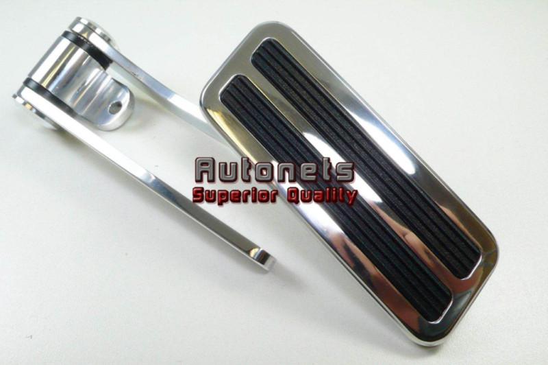 Polished aluminum throttle gas pedal & arm hot rat rod manual trans universal