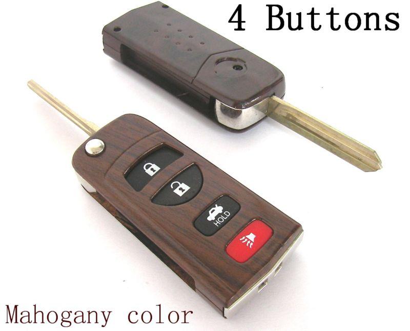 Uncut switchblade floding key remote shell refit nissan infiniti 4 buttons fob