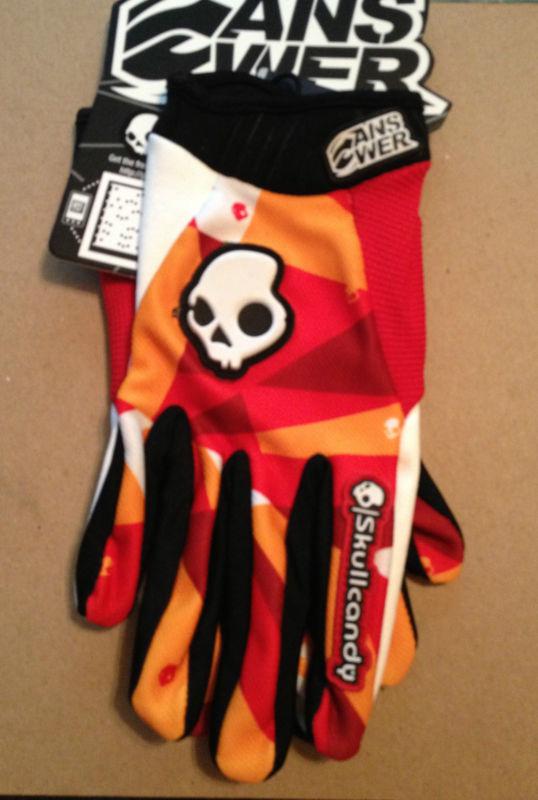 Answer mx racing gloves skullcandy motocross glove mens lrg atv skull candy bmx