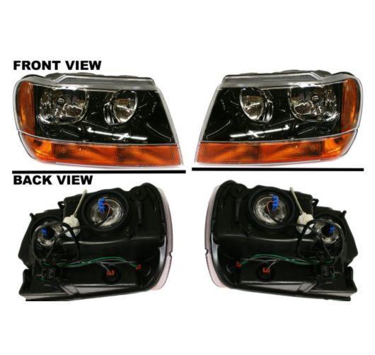 99-04 jeep grand cherokee laredo headlights headlamps left lh right rh pair set