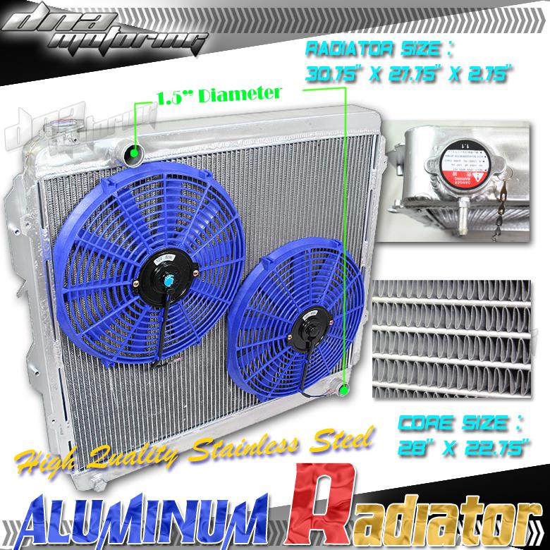 Tundra 00-04 mt dual core aluminum radiator+14"blue fan