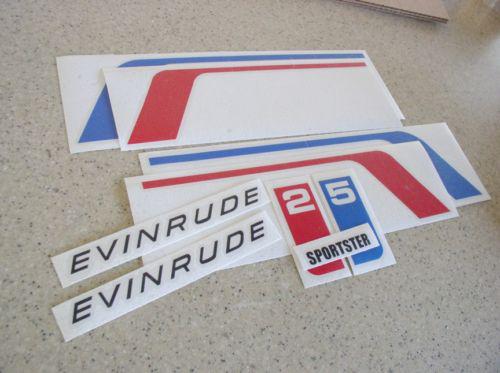 Evinrude vintage 20 25 30 40 motor decal set free ship + free fish decal!