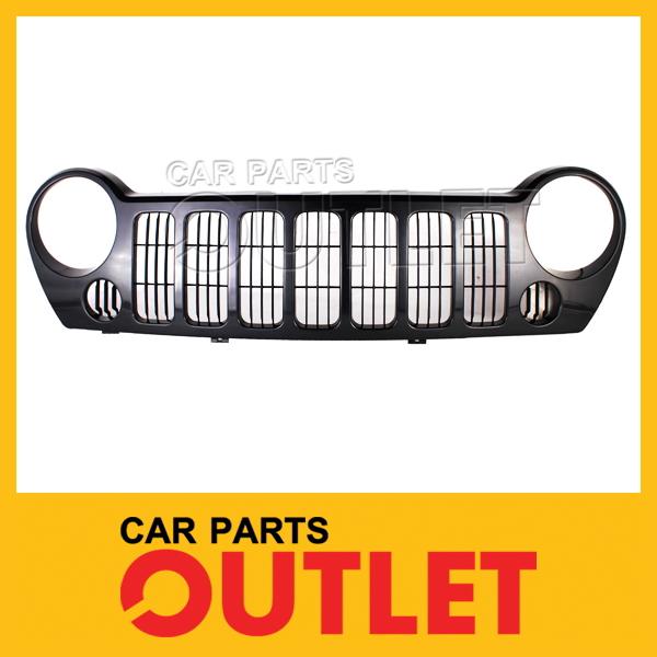 2005 jeep liberty sport grille front panel raw matte black plastic frame w/o fog