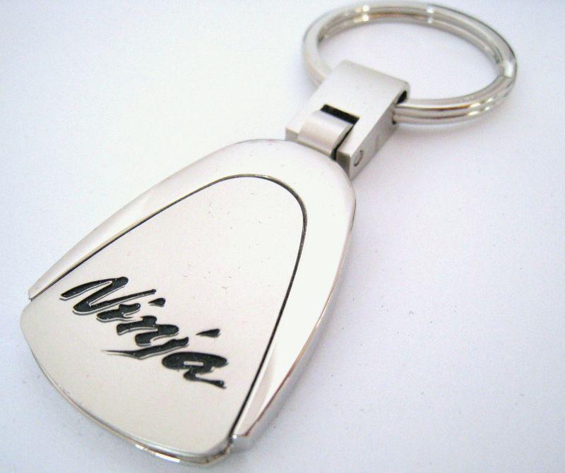 Ninja key chain ring fob motorcycle bike kawasaki 250r 1000 650r zx-6r chrome