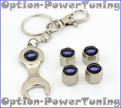 Ford logo tire wheel valve cap stems & keychain racing white gift black blue new