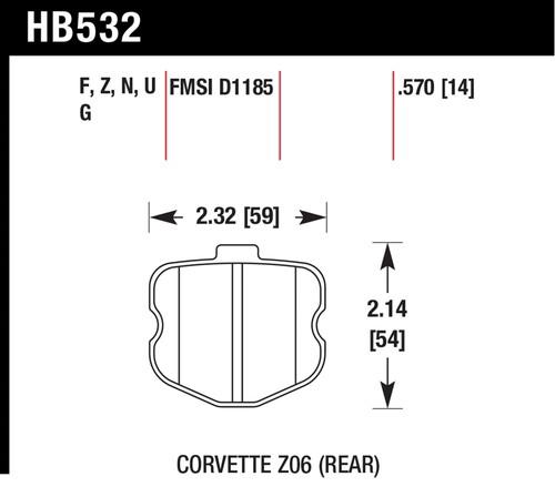 Hawk performance hb532n.570 disc brake pad 06-13 corvette corvette (canadian)