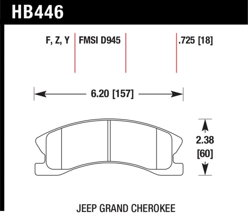 Hawk performance hb446y.725 disc brake pad 99-04 grand cherokee (wj)