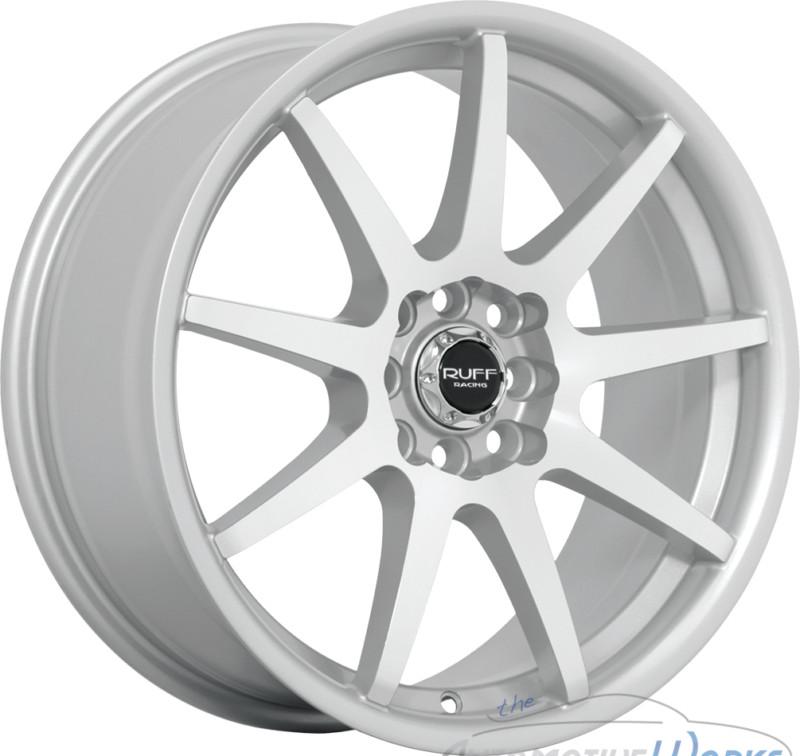 1- 17x7.5 ruff r353 5x100 5x114.3 5x4.5 +40mm silver machined rim wheel inch 17"