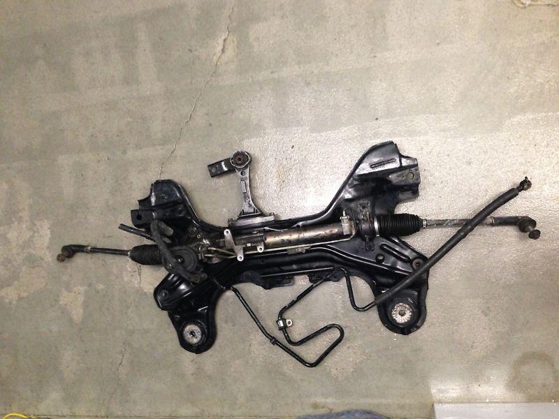 Vw r32 mk4 front subframe with steering rack, tie rods, and dog mount 