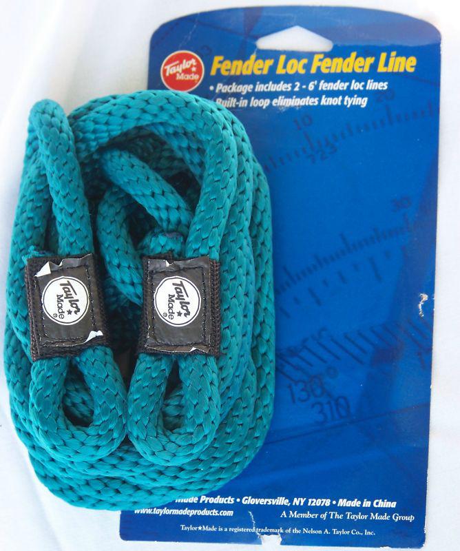 Teal taylor fender loc lines  3/8" x 6'  pair poly rope bumper loop end 