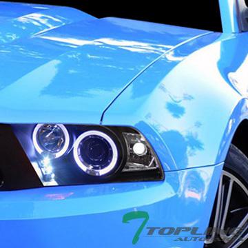 Blk drl led halo rims projector head lights lamp signal 10-12 ford mustang v6 v8