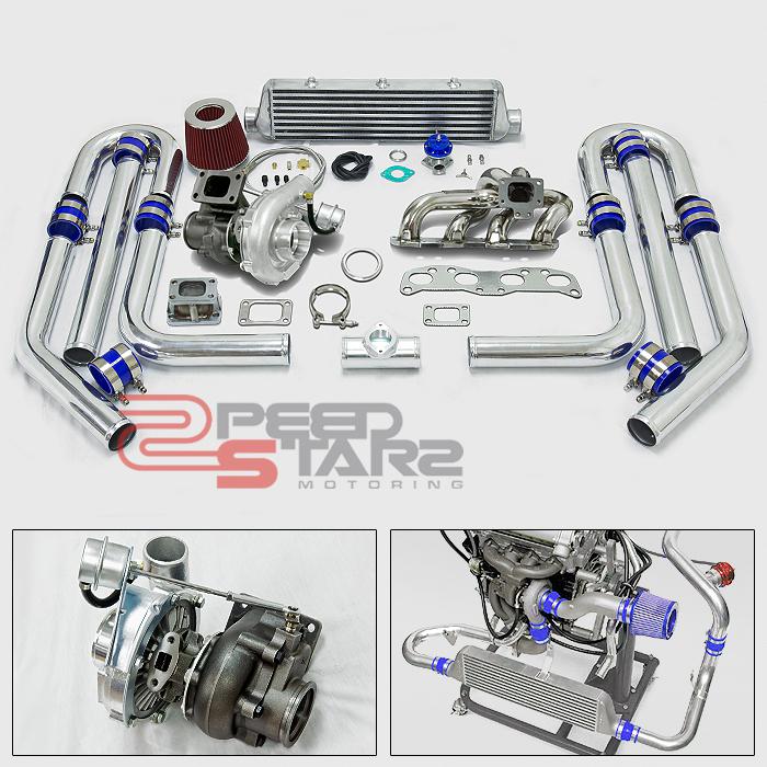 9 pc t3 t04e internal wastegate turbo kit+ca18det stainless manifold+intercooler