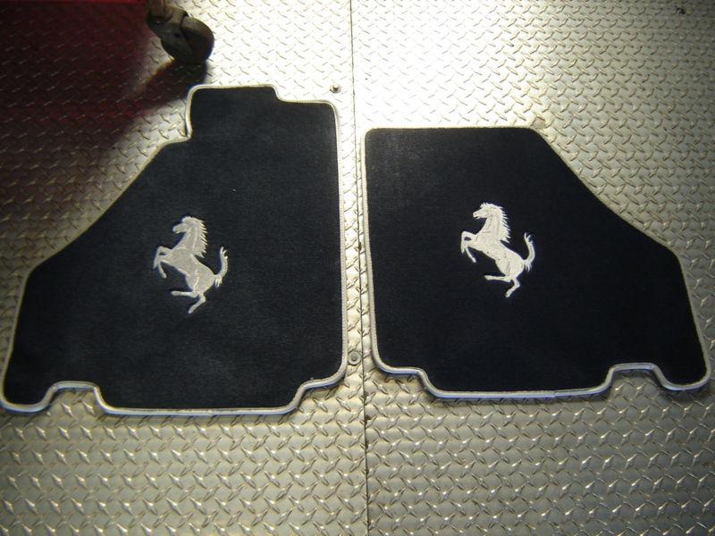 Ferrari f 430 and 360 floor mat set 2 pcs small horse dark blue mats silver logo