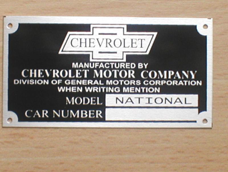 Chevrolet 1928's national data  plate plaque 