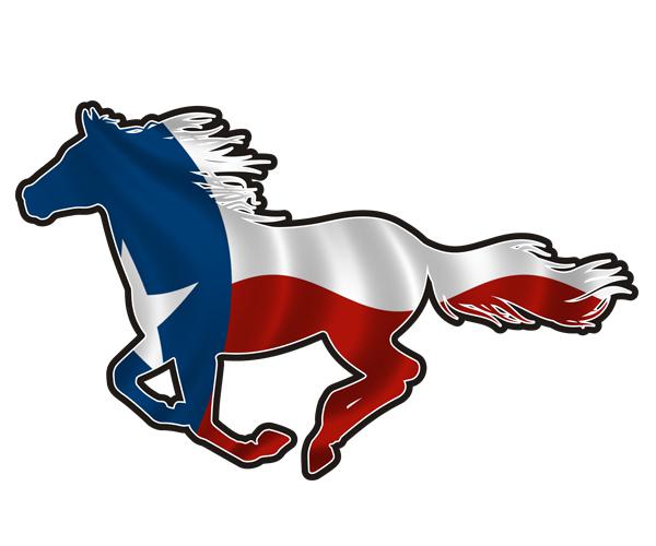 Texas horse decal 5"x3" tx flag texan pony mustang usa vinyl sticker (lh) zu1