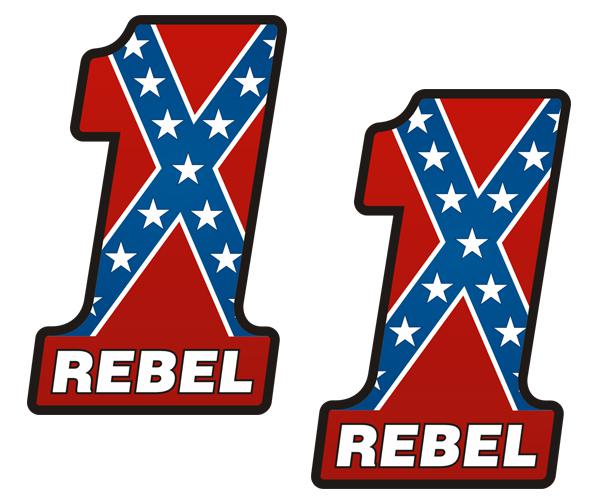 Rebel #1 decal set 4"x2.6" southern confederate flag vinyl sticker zu1