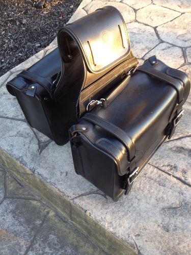 Motorcycle saddlebags classic biker waterproof black pvc 