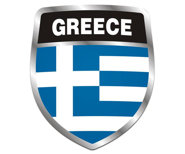 Greece flag shield decal 5"x4.3" greek vinyl car bumper sticker zu1