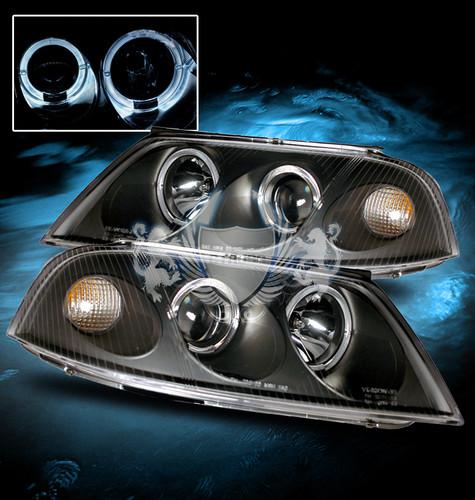 02-05 volkswagen passat dual halo projector blk black head lights lamps assembly