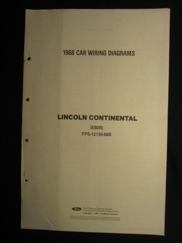 1988 lincoln continental e80b electrical wiring diagram service manual dealer