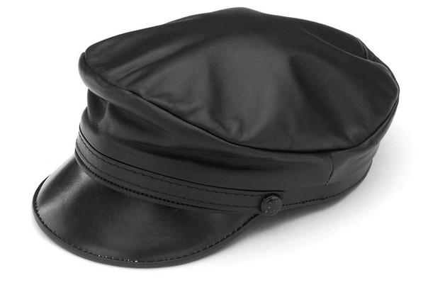 River road flat top leather cap black l/large