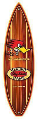 Ghh tin sign surf board woody mr. horsepower logo 18" w 12" h each