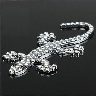 3d crystal diamond silver gecko lizard car sticker logo emblem decal badge