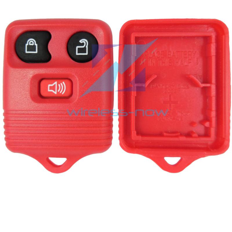 New red replacement remote keyless entry key fob clicker case shell rubber pad