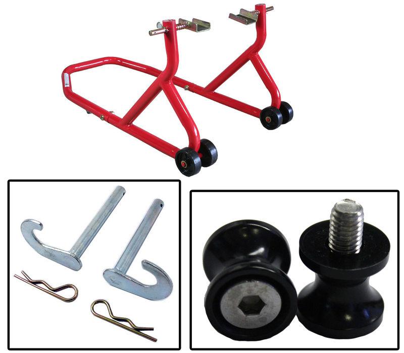 Biketek series 3 red rear stand with bobbin spools black 6mm aprilia rs 250 all