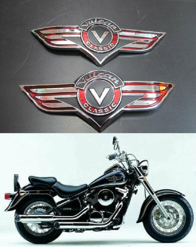 Motorcycle gas tank emblem badge chrome kawasaki vulcan vn classic new