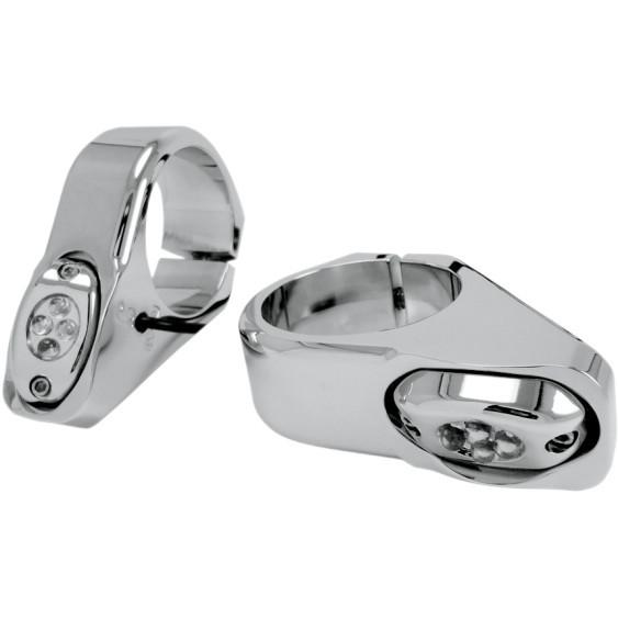 Joker machine chrome led turn signals - harley 49mm forks custom chopper cafe