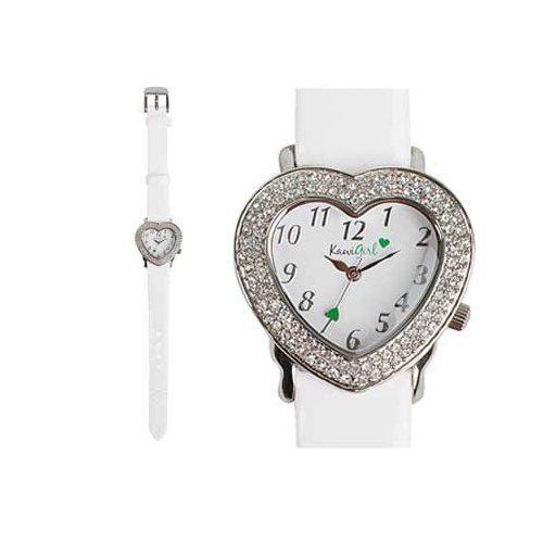 Brand new kawasaki kawi girl women's white heart watch juniors k010-8709-whns