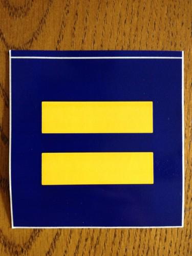 Human rights equal - lgbt decal sticker approximately 3" x 3" blue/yellow