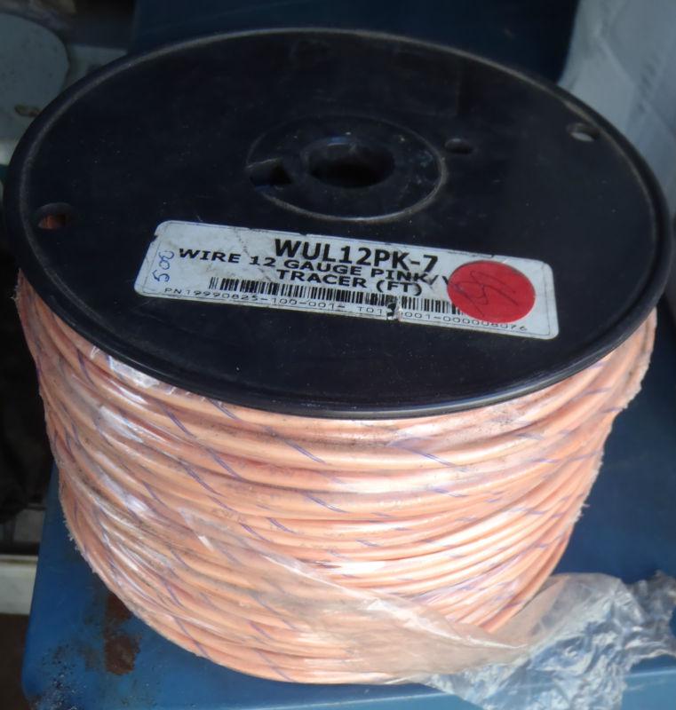 12awg gauge, pink with blue stripe, marine tinned wire, 500' roll 